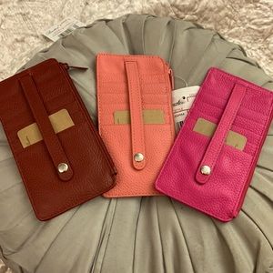 NWTS! Your Choice, Julia Buxton Hudson Pik-Me-Up Thin Leather Card Holder.